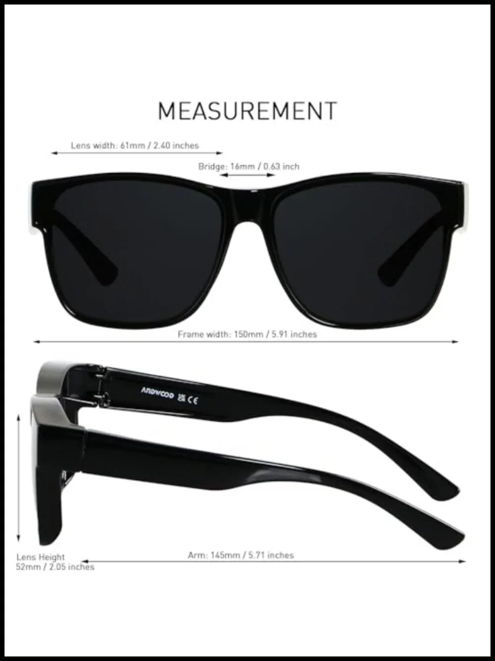 Fit Over Glasses Polarized Sunglasses Oversized Square UV400 Protection